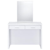 Back view of rectangular framed mirror with hidden compartments