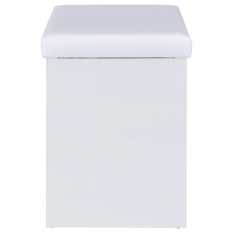Bunbury white makeup vanity table set with storage mirror and upholstered stool