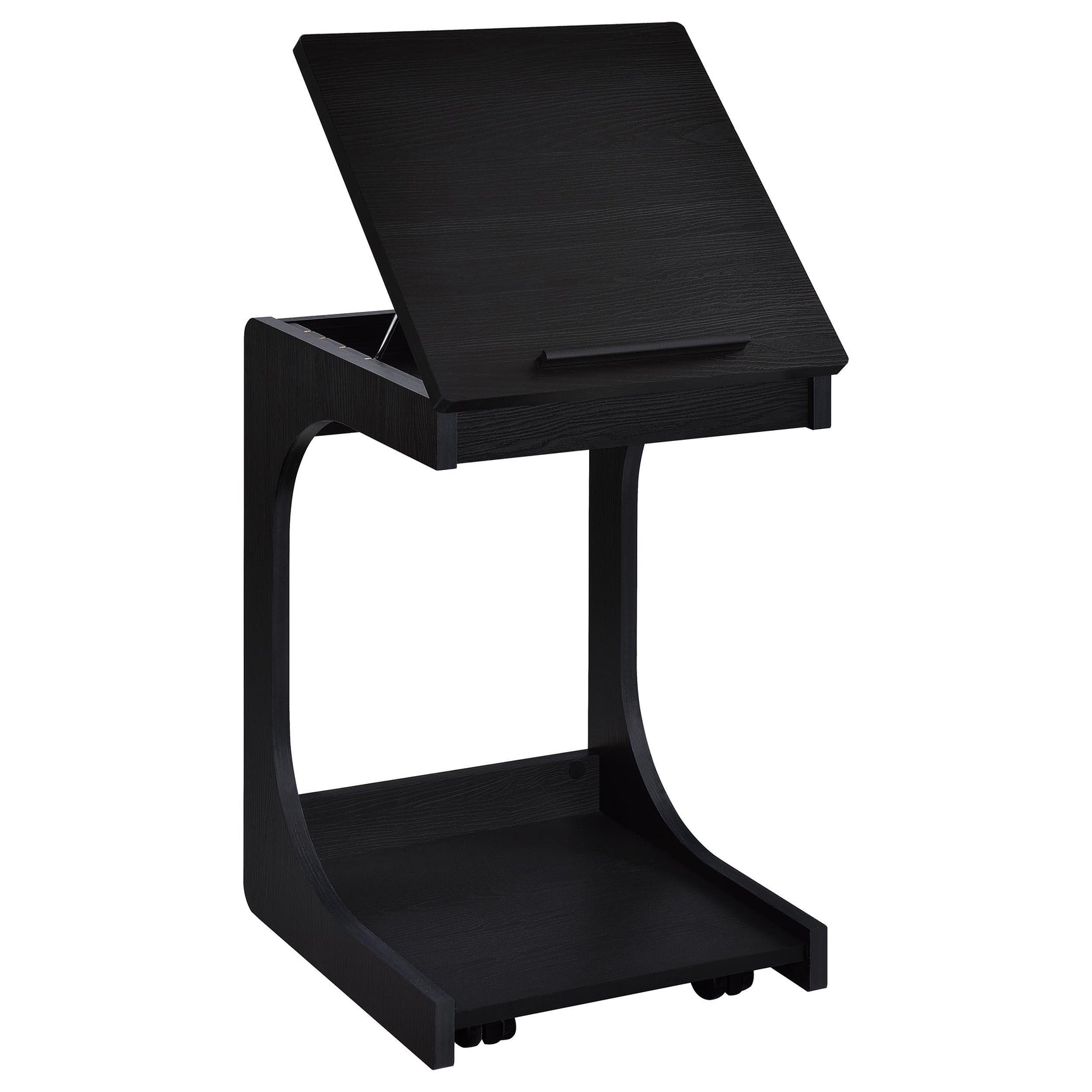 Ralston C-Shaped Lift-Top Sofa Side Table With Casters Black