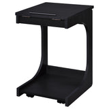 Ralston C-Shaped Lift-Top Sofa Side Table With Casters Black