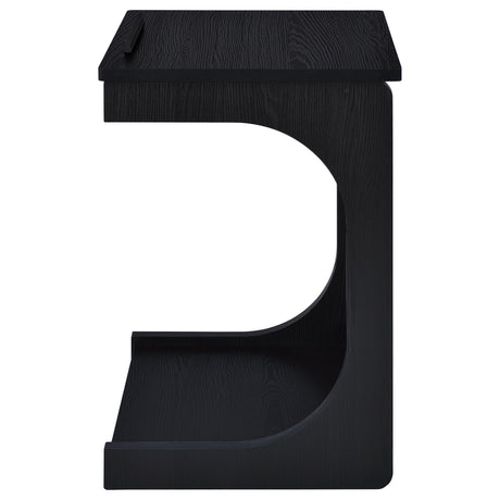 Ralston black C-shaped lift-top sofa side table with casters