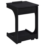 Ralston C-Shaped Lift-Top Sofa Side Table With Casters Black