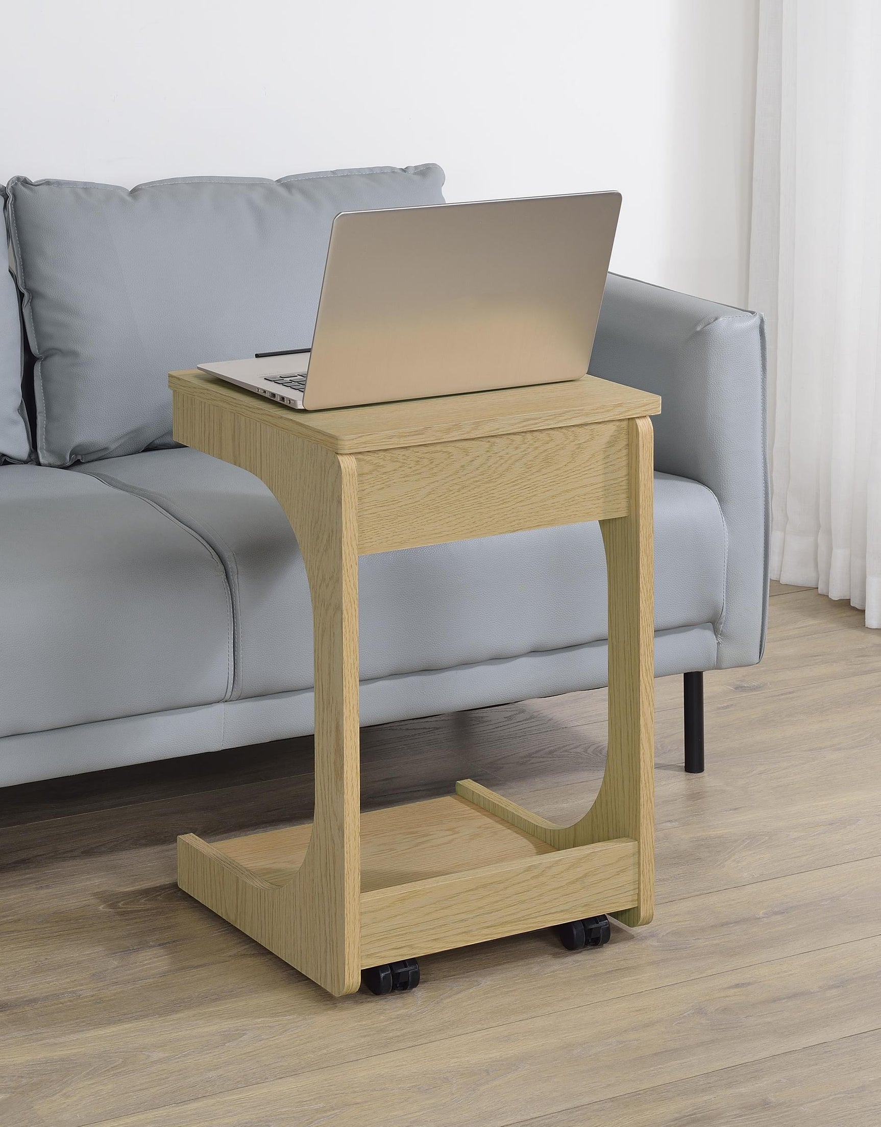 Ralston sofa side table showing lift-top open revealing storage compartment