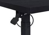 Black finish on table base and top