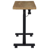 Westpark adjustable C-shape side table with mango finish and casters