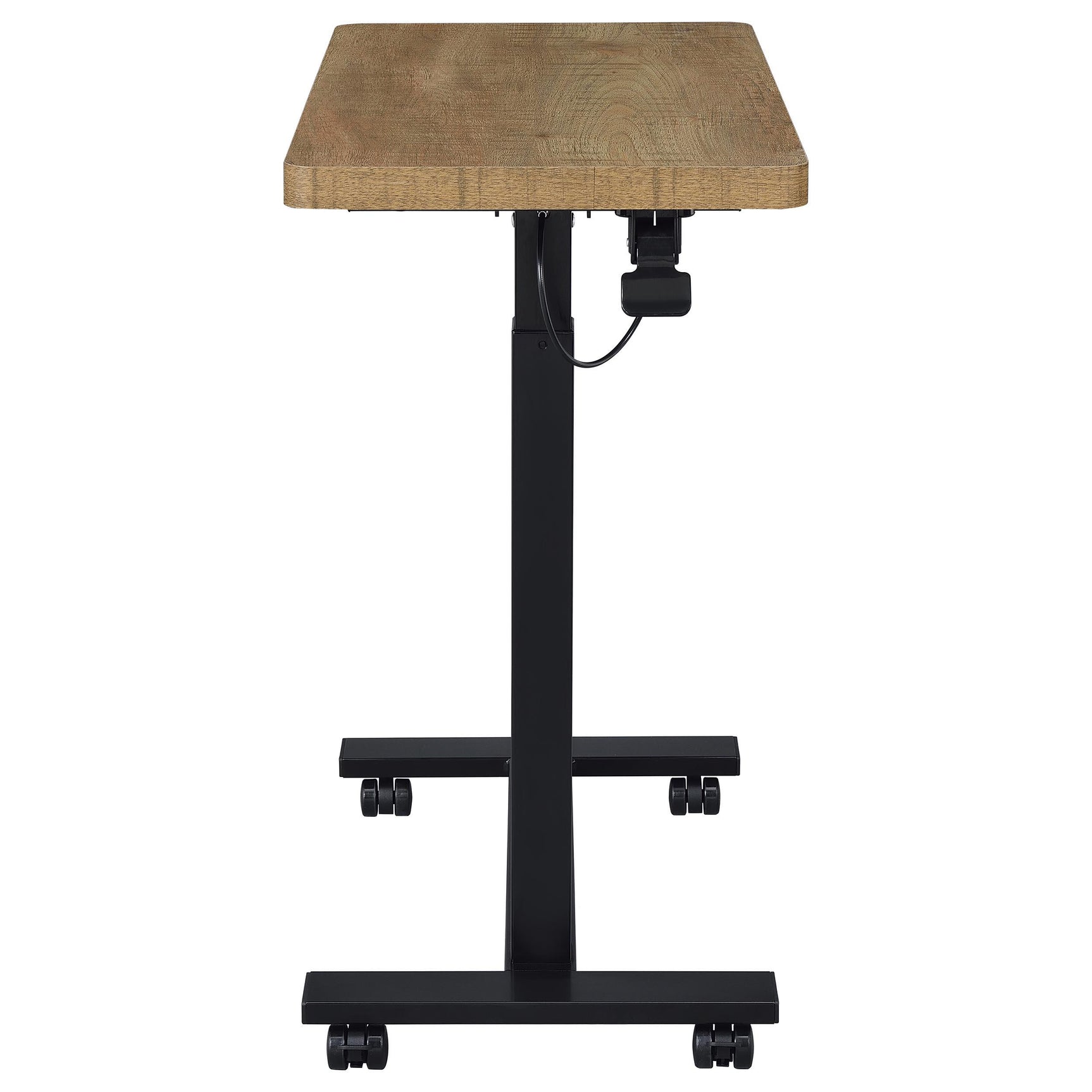 Westpark adjustable C-shape side table with mango finish and casters