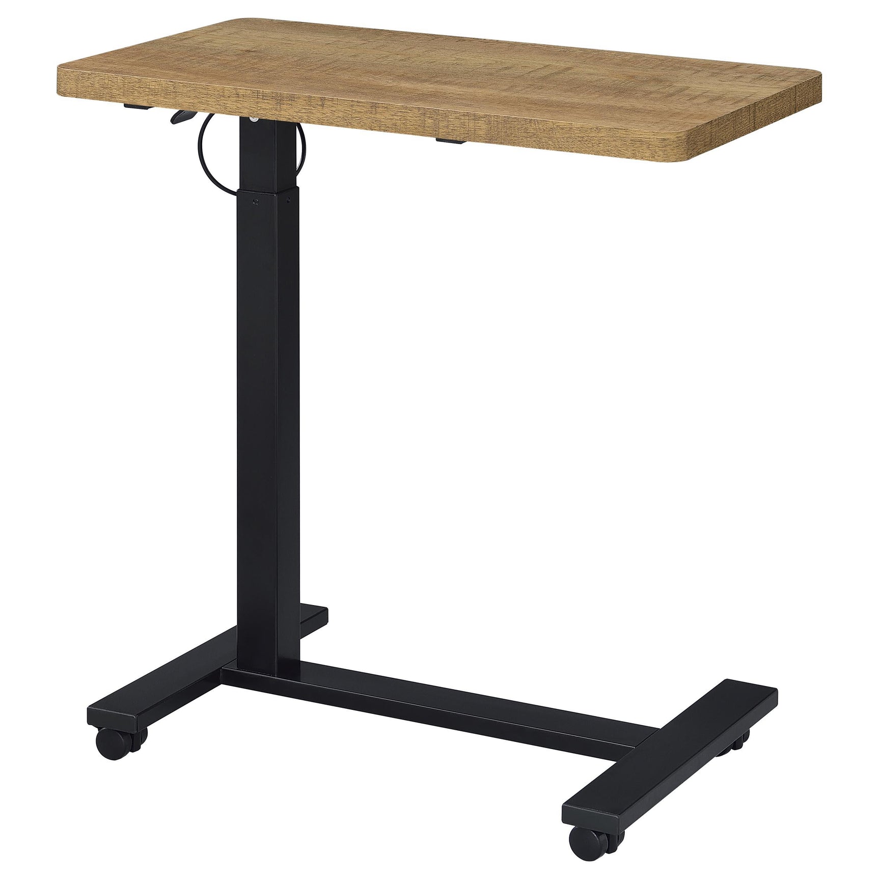 Westpark adjustable C-shape side table with mango finish and casters
