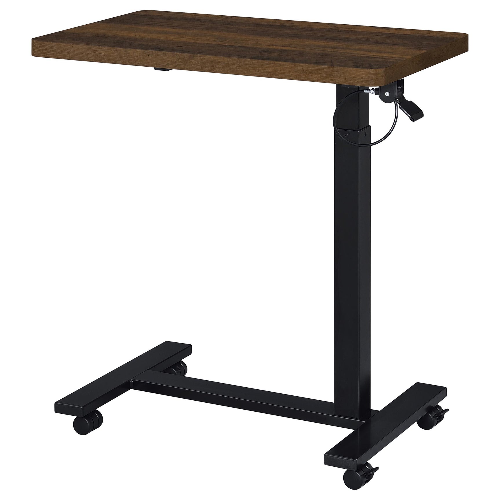 Side table featuring rectangular top and rounded edge