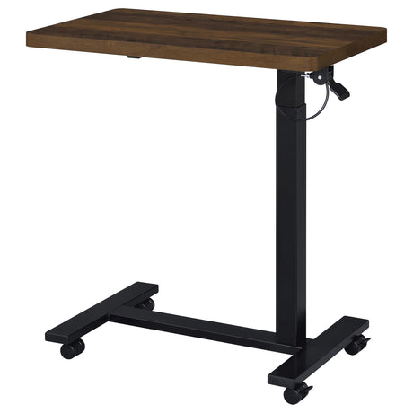 Side table featuring rectangular top and rounded edge