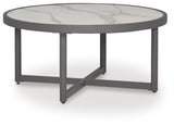 Ocean Gray Beach Outdoor Sofa and Loveseat with Coffee Table Set — angled view