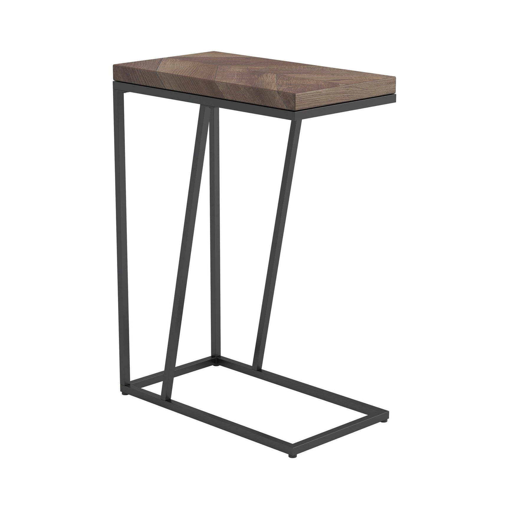 Top-down view of Sergio Chevron rectangular accent table in tobacco