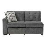 side view of Lanning Gray Fabric 3-Piece Sectional with Pull-Out Bed and Ottoman sectional sofa