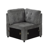 room view of Lanning Gray Fabric 3-Piece Sectional with Pull-Out Bed and Ottoman sectional sofa
