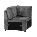 main view of Lanning Gray Fabric 3-Piece Sectional with Pull-Out Bed and Ottoman sectional sofa