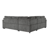 detail view of Lanning Gray Fabric 3-Piece Sectional with Pull-Out Bed and Ottoman sectional sofa