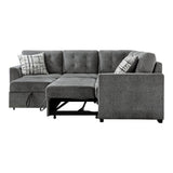 main view of Lanning Gray Fabric 3-Piece Sectional with Pull-Out Bed and Ottoman sectional sofa