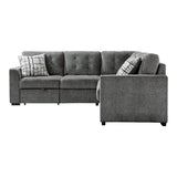 side view of Lanning Gray Fabric 3-Piece Sectional with Pull-Out Bed and Ottoman sectional sofa