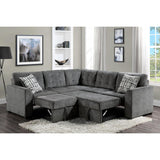 detail view of Lanning Gray Fabric 3-Piece Sectional with Pull-Out Bed and Ottoman sectional sofa