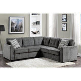 side view of Lanning Gray Fabric 3-Piece Sectional with Pull-Out Bed and Ottoman sectional sofa