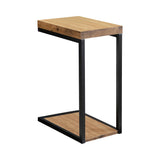 Beck C-shape Snack Table black steel frame and antique nutmeg rectangular tabletop side angle