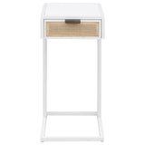 Close-up of radio weave cane drawer front on Amherst side table