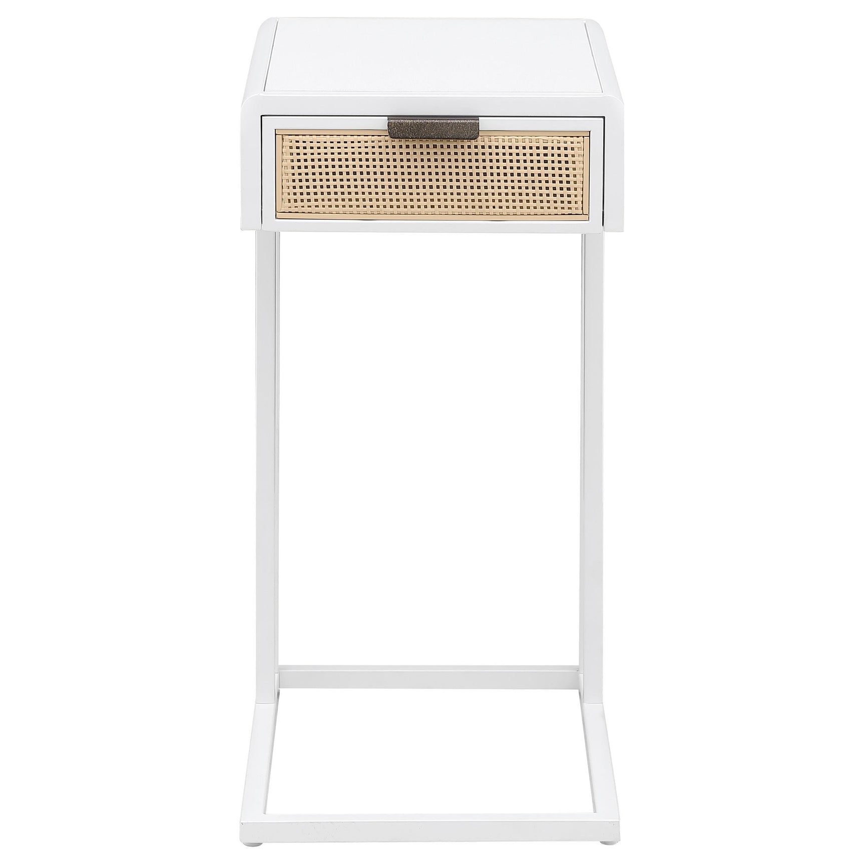 Close-up of radio weave cane drawer front on Amherst side table