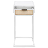 Top view of Amherst white metal side table surface