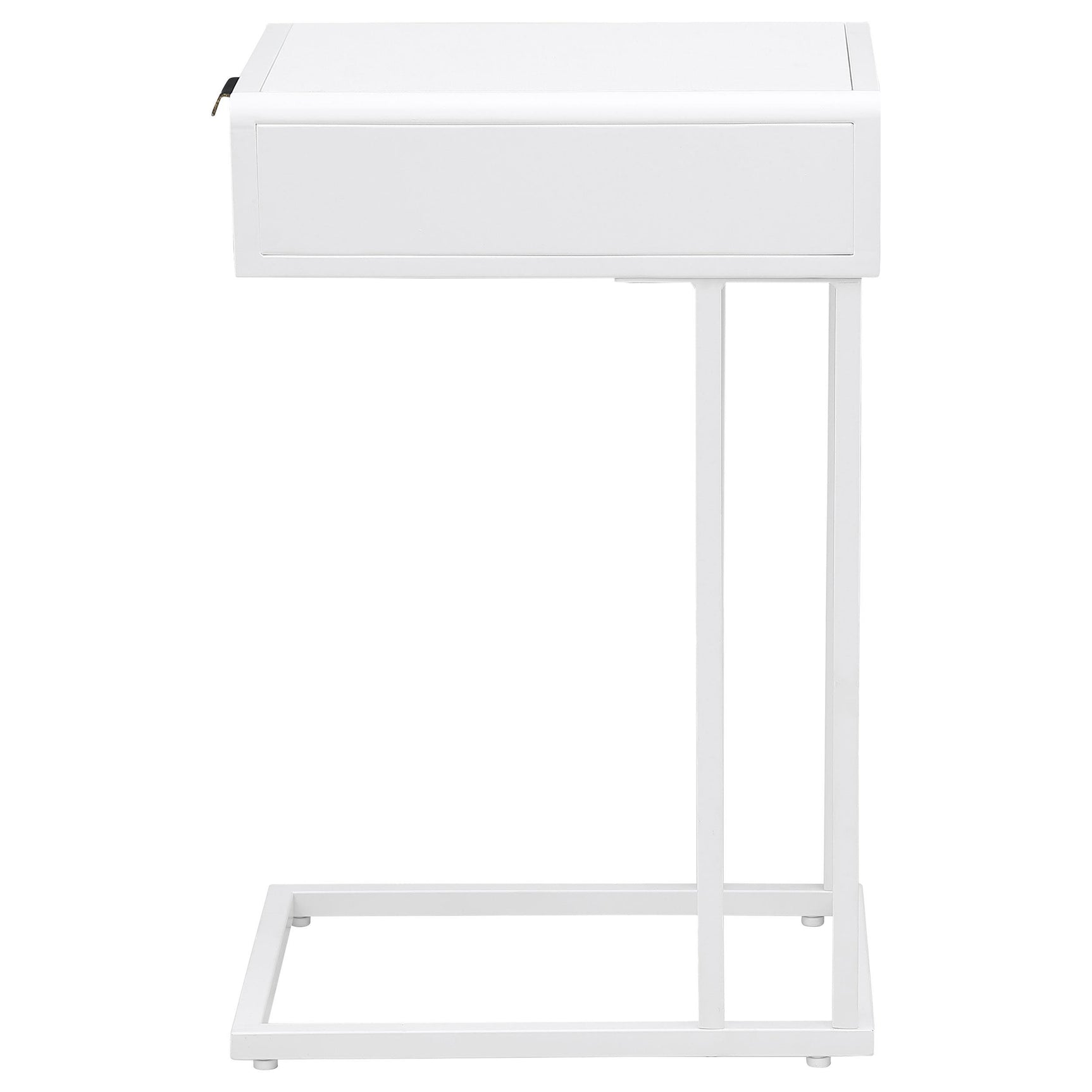 Drawer open showing storage space inside Amherst side table