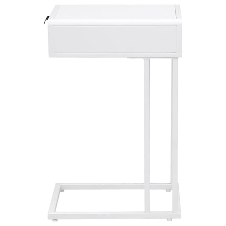 Drawer open showing storage space inside Amherst side table