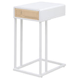 Side table leveler glides on Amherst metal frame legs
