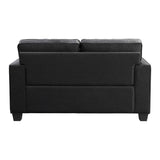 Elmont Black Textured Fabric Loveseat back view