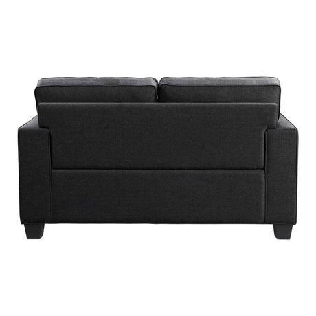 Elmont Black Textured Fabric Loveseat back view