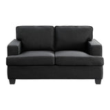 Elmont Black Textured Fabric Loveseat front view