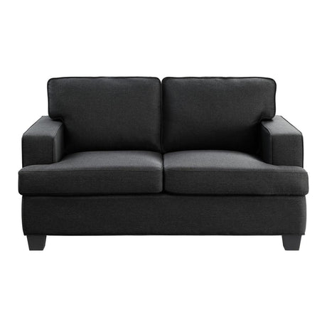 Elmont Black Textured Fabric Loveseat front view