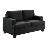 Elmont Black Textured Fabric Loveseat side angle