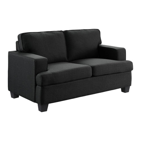Elmont Black Textured Fabric Loveseat side angle