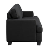 Elmont Black Textured Fabric Loveseat angled side view