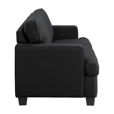 Elmont Black Textured Fabric Loveseat angled side view