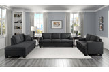 Side view of Elmont Black Fabric Sofa and Loveseat