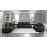 Elmort Black Fabric Sofa side perspective