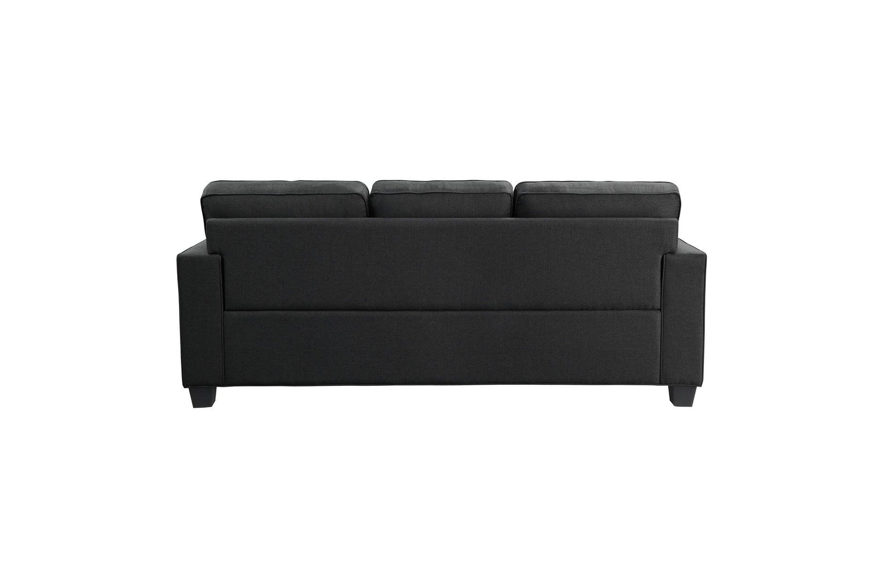 Side angle showing Elmont black Sofa profile