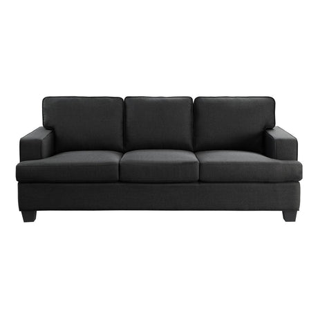 Elmort Black Fabric Sofa front view