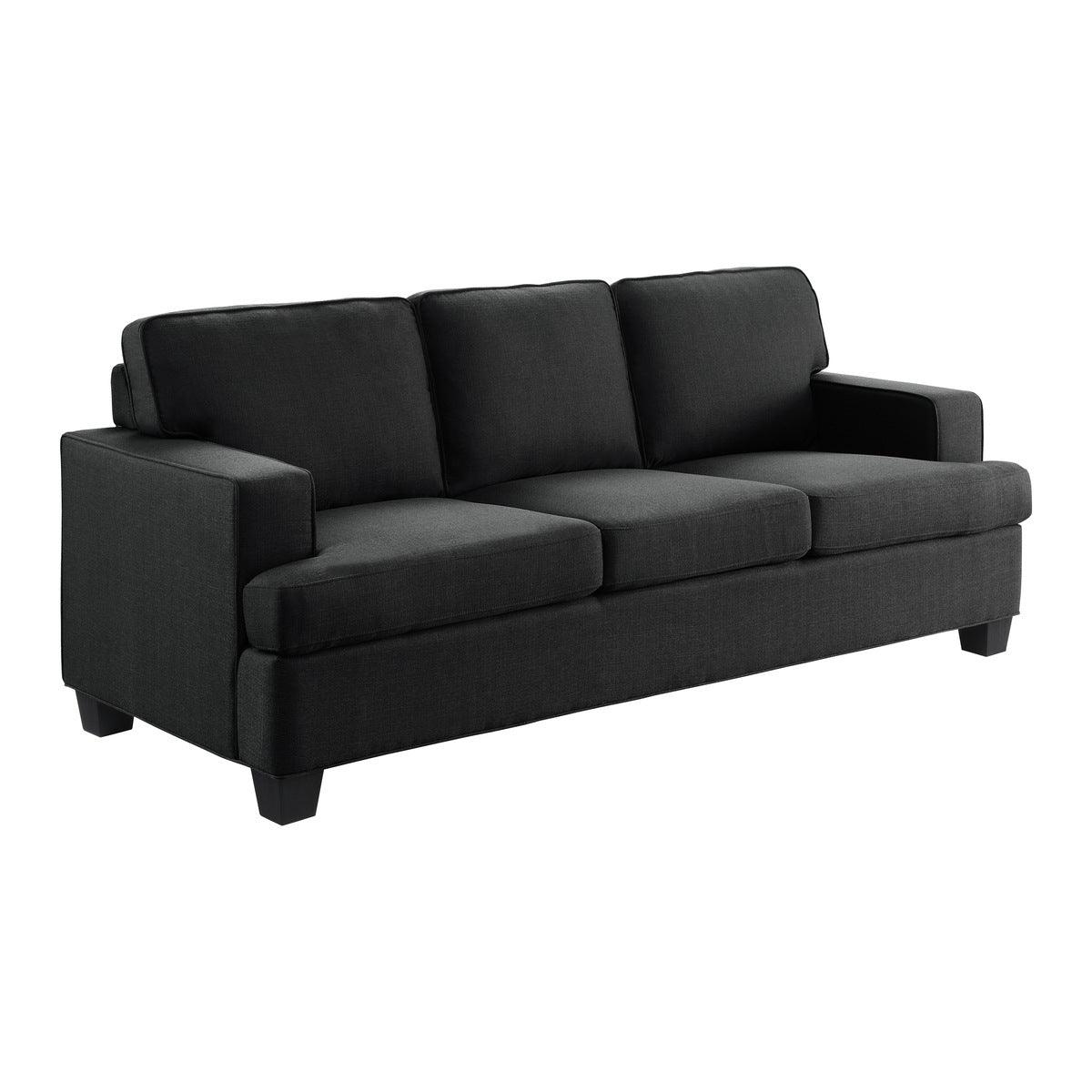 Elmort Black Fabric Sofa side view