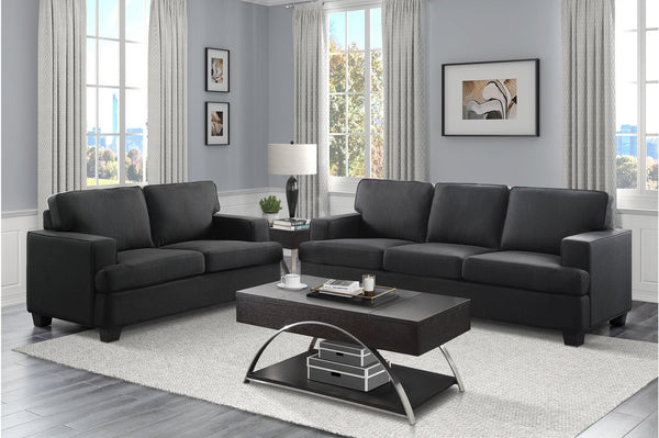 Elmont Black Fabric Sofa and Loveseat set main view