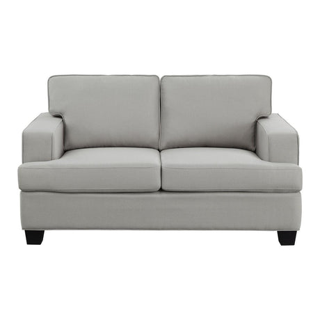 Elmont Khaki textured fabric loveseat front view