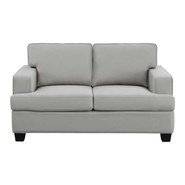 Elmont Khaki textured fabric loveseat front view