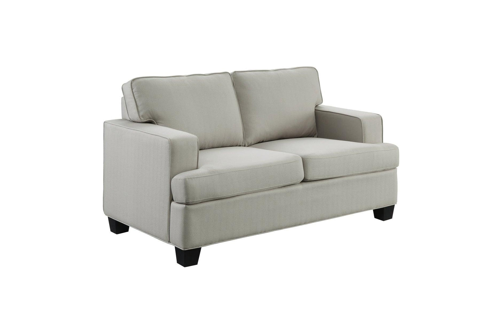 Front view of loveseat in Elmont Khaki fabric