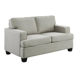 Elmont Khaki loveseat side view showing track arm