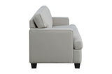 Side view of loveseat showing textured fabric