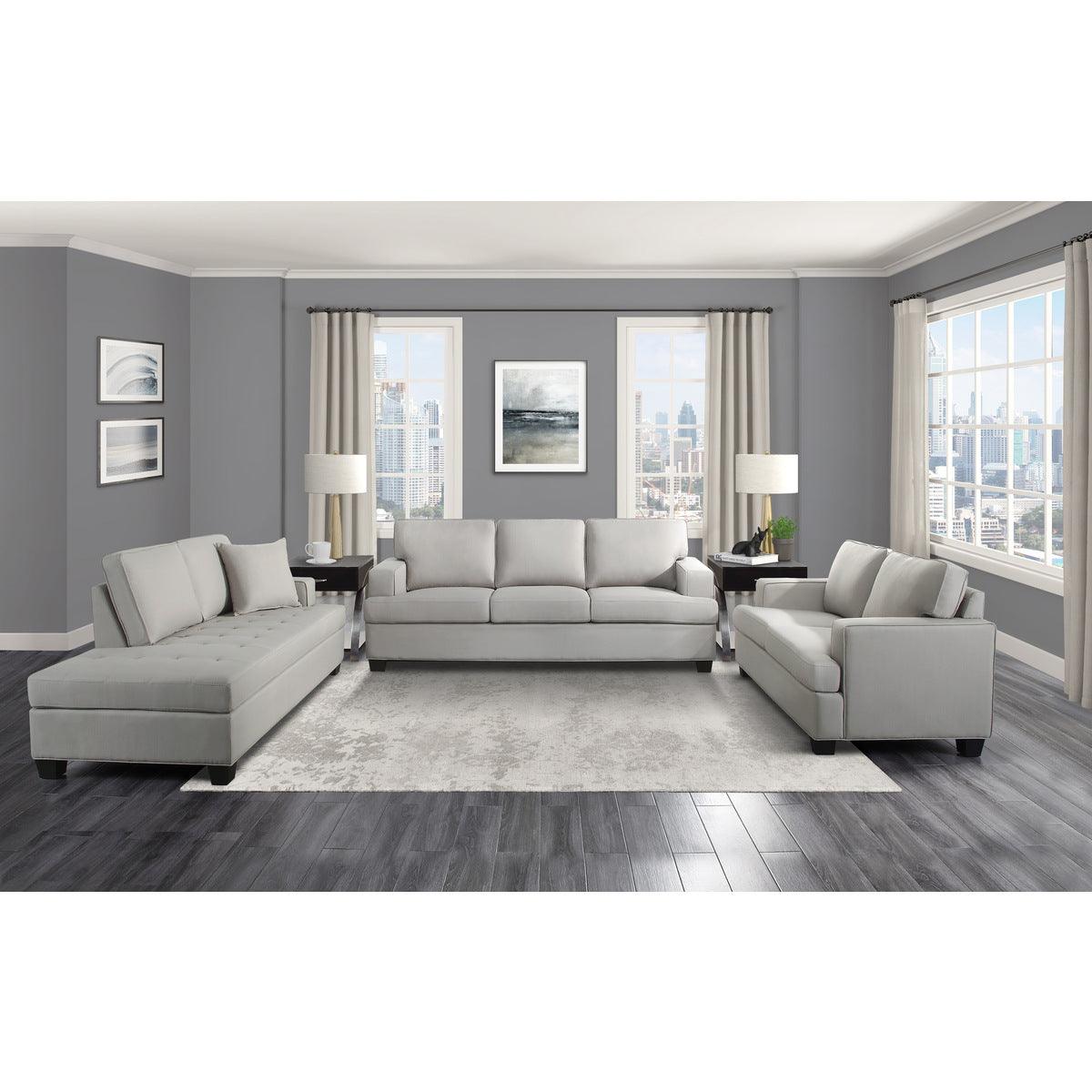 side view of Elmont Khaki Fabric Sofa furniture